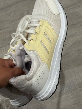 adidas White Sneakers with Pale Yellow Side Cage